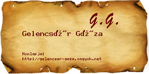 Gelencsér Géza névjegykártya